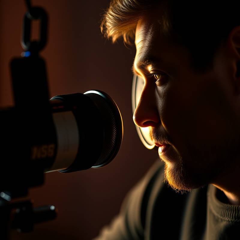 Pessoa gravando um podcast